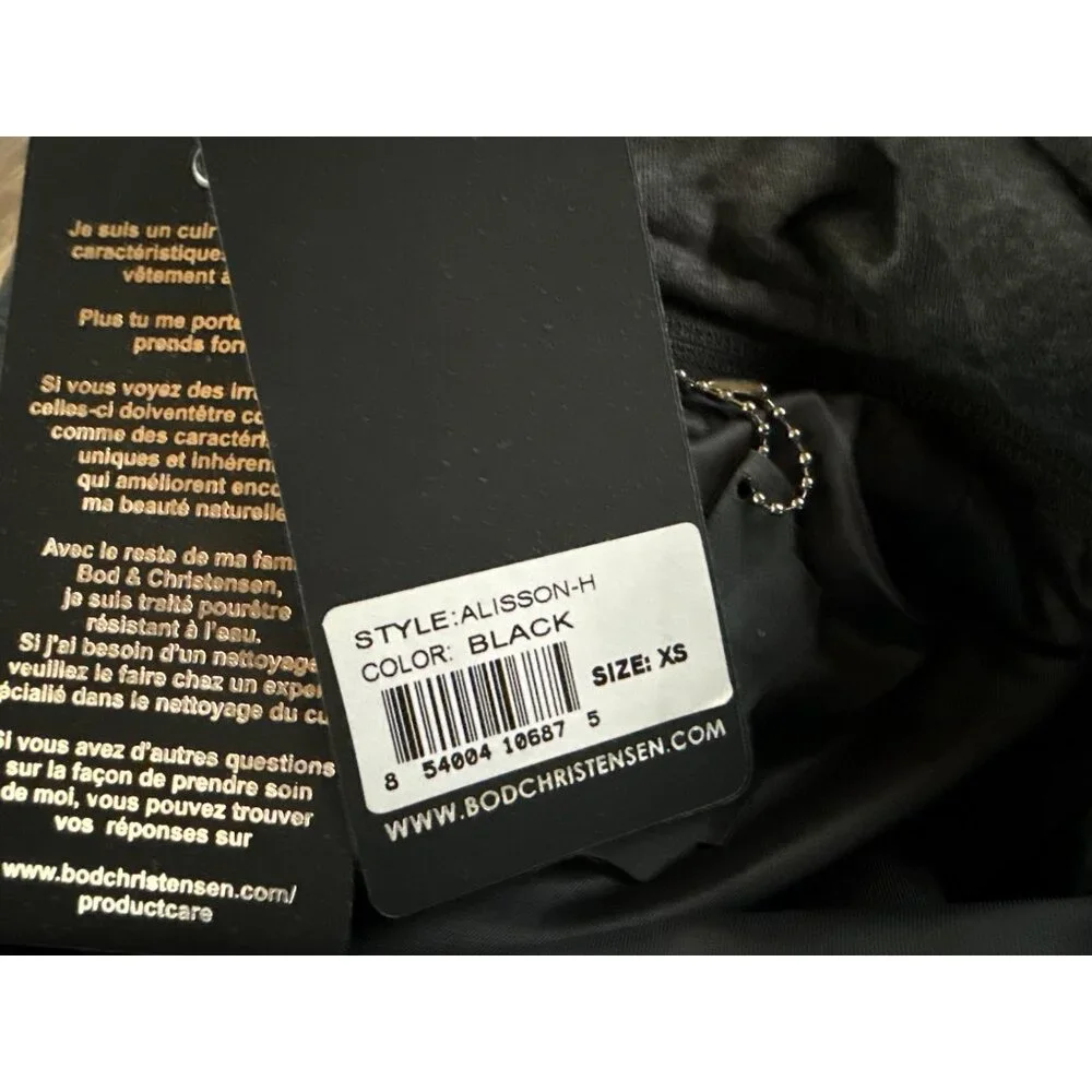 Bod & Christensen Alisson Hooded Leather Moto Biker Jacket Women's XS New NWT - Picture 4 of 4